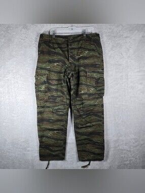 Military Tiger Stripe Camo Combat Trousers Mens Size Large Regular Ripstop 30”